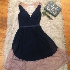 Impression Bridal Navy Blue Dress with Lace
